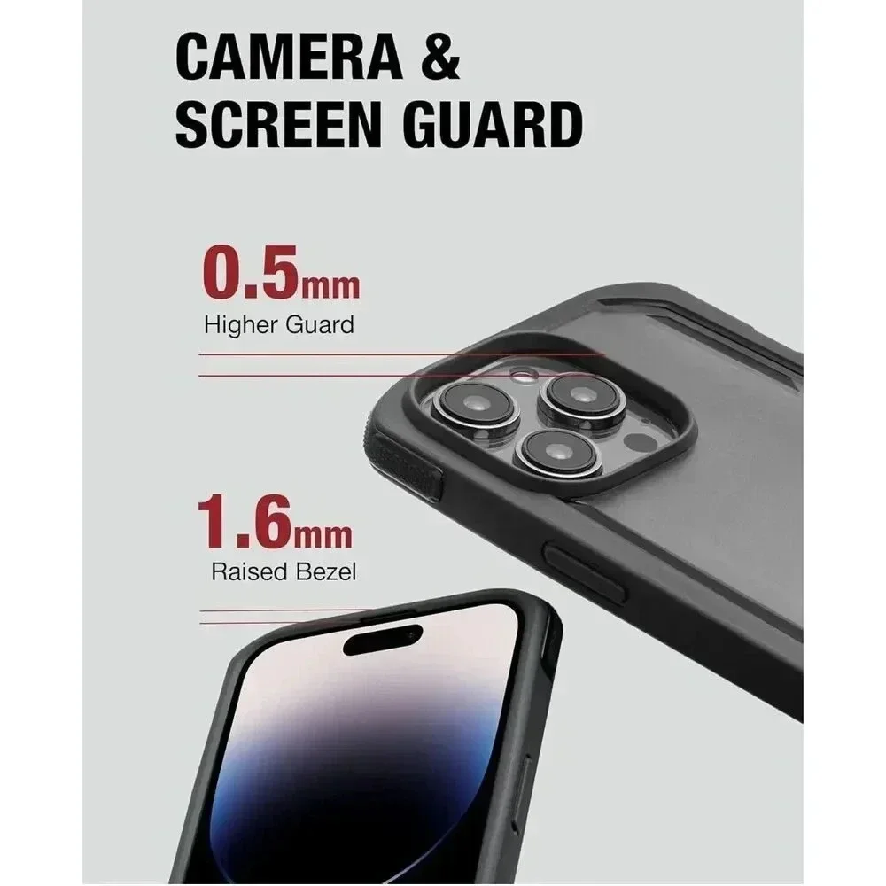 RAPTIC Secure Case for iPhone 14 Pro Max 6.7” Charcoal With Clear‎ Frosted Back